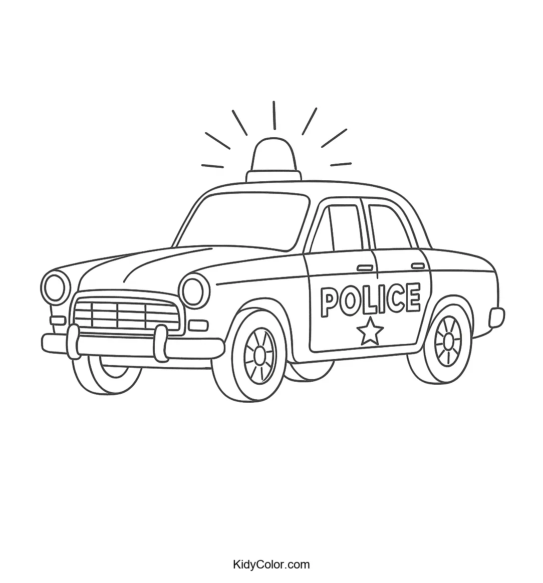 1960s police sedan line drawing