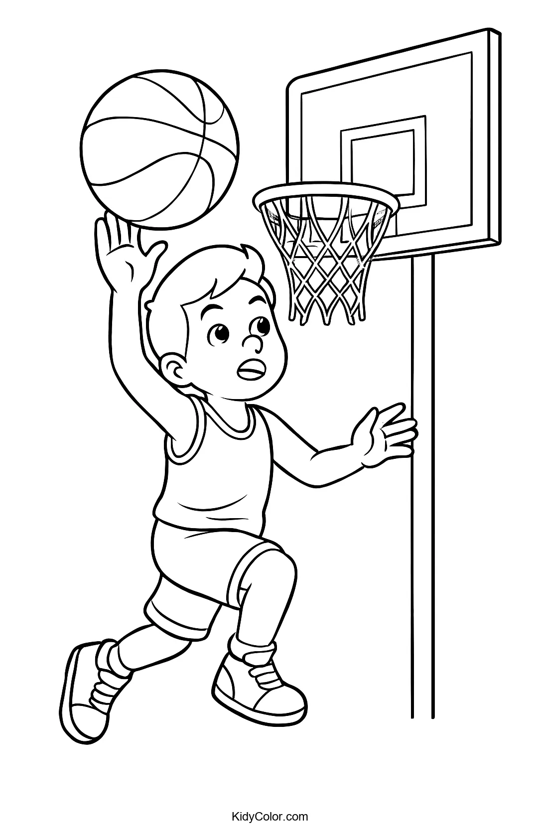 Basketball player performing a layup