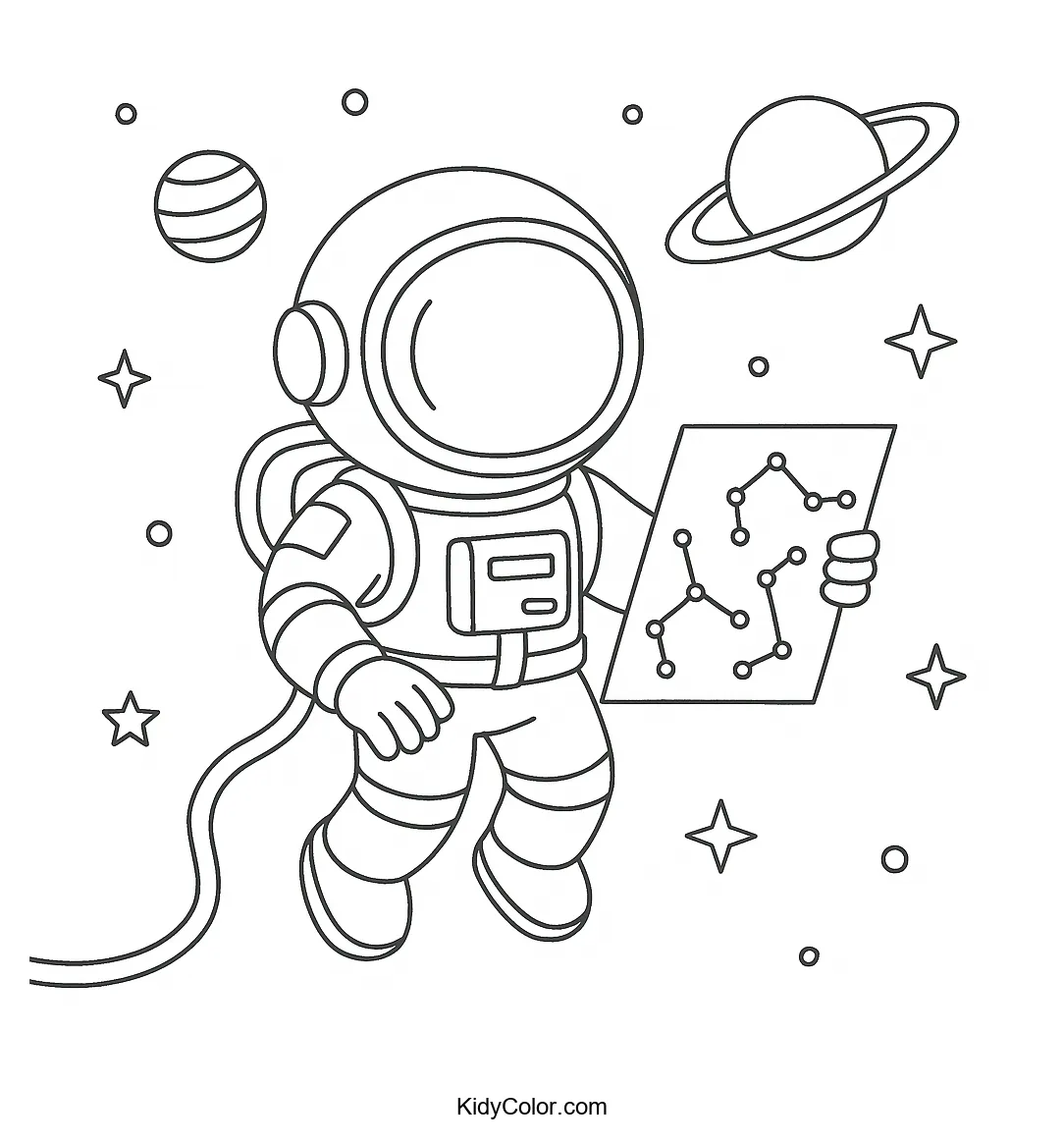 Astronaut navigating through stars in space