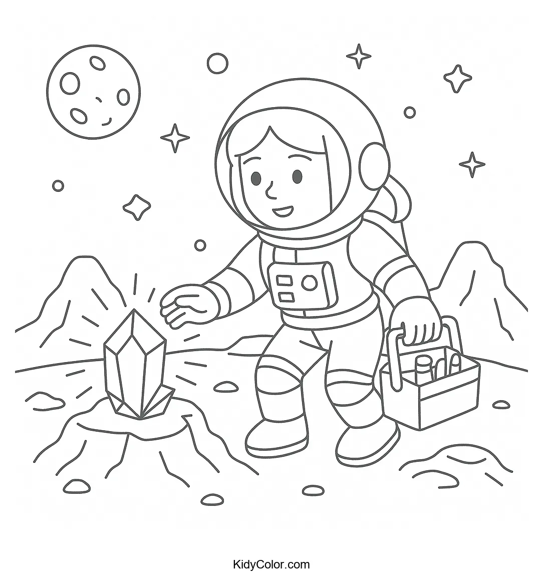 Astronaut discovering crystals in space
