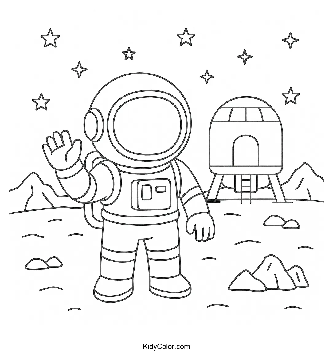 Astronaut standing on the lunar surface.