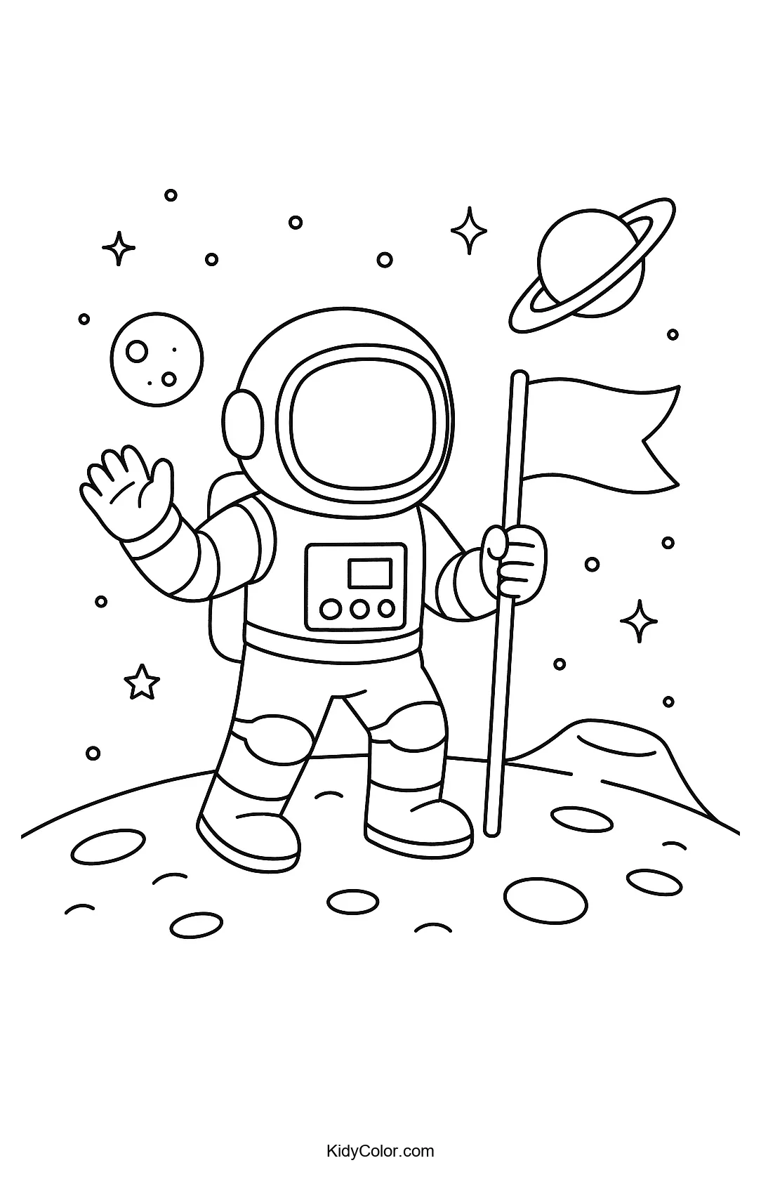 Astronaut on the moon coloring page