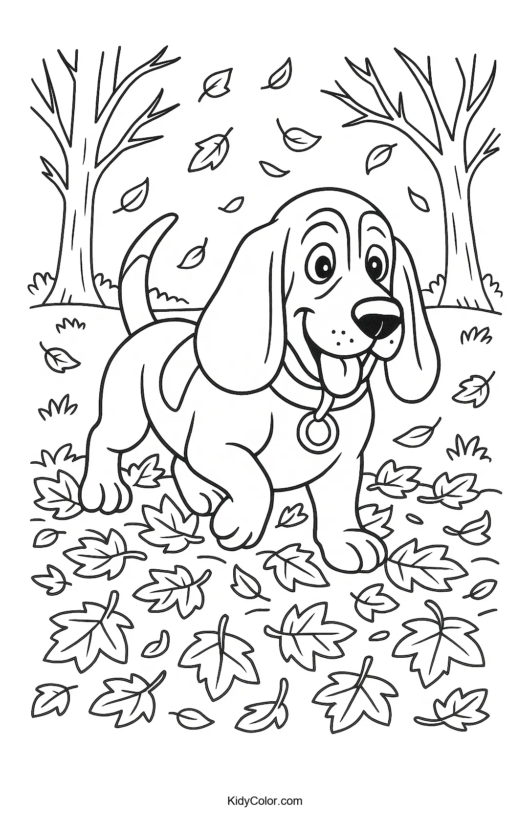 Autumn Hound Among Fallen Leaves