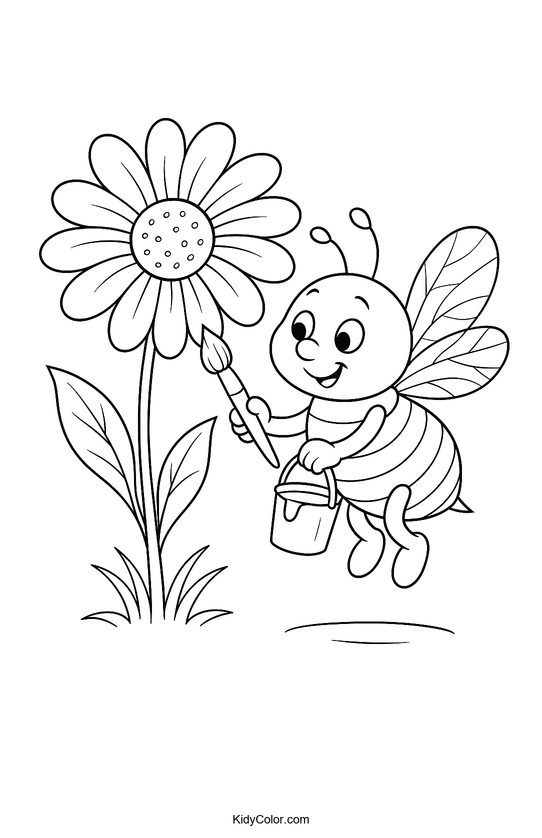 Bee painting a beautiful flower