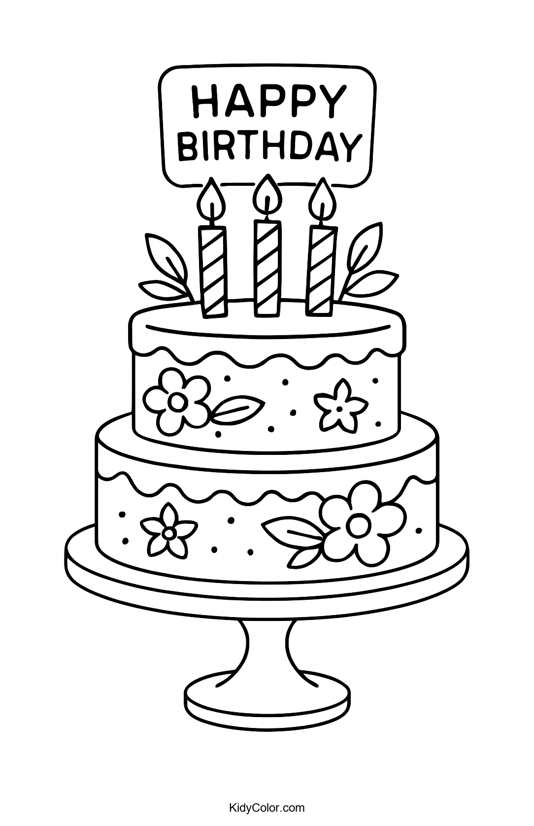 Birthday cake with candles and decorations