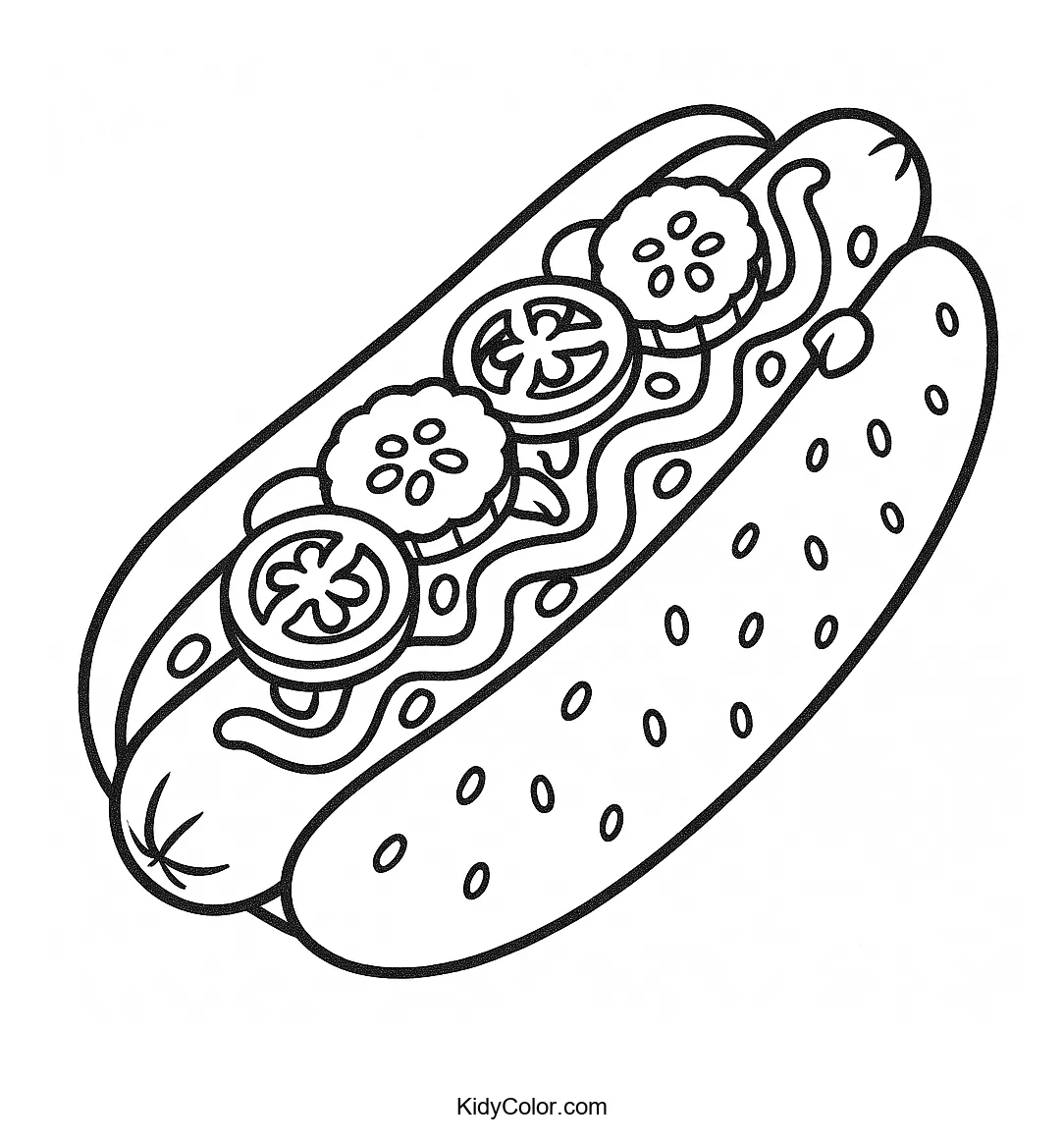 Bold hot dog coloring page