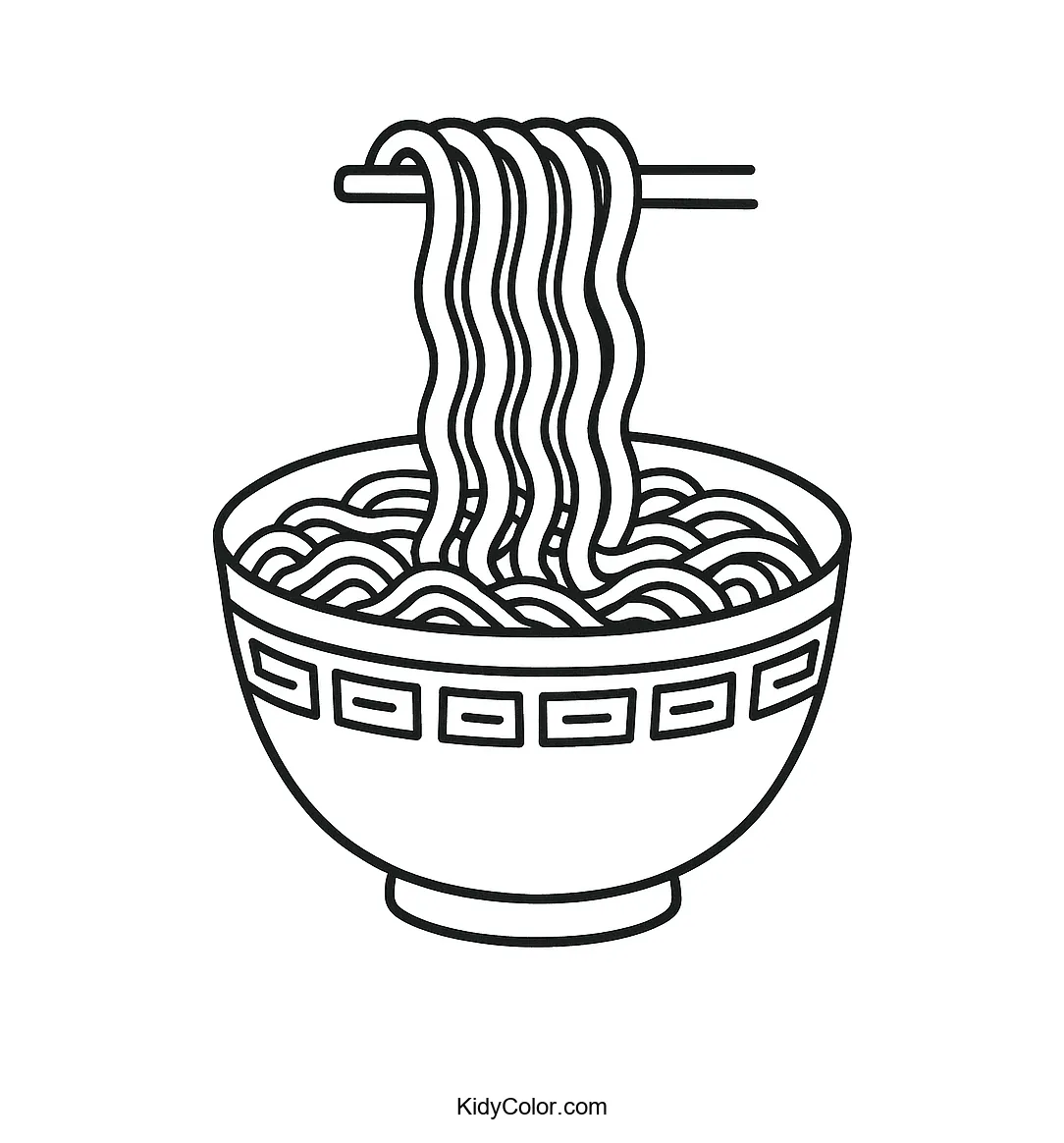 A bowl of ramen noodles coloring page