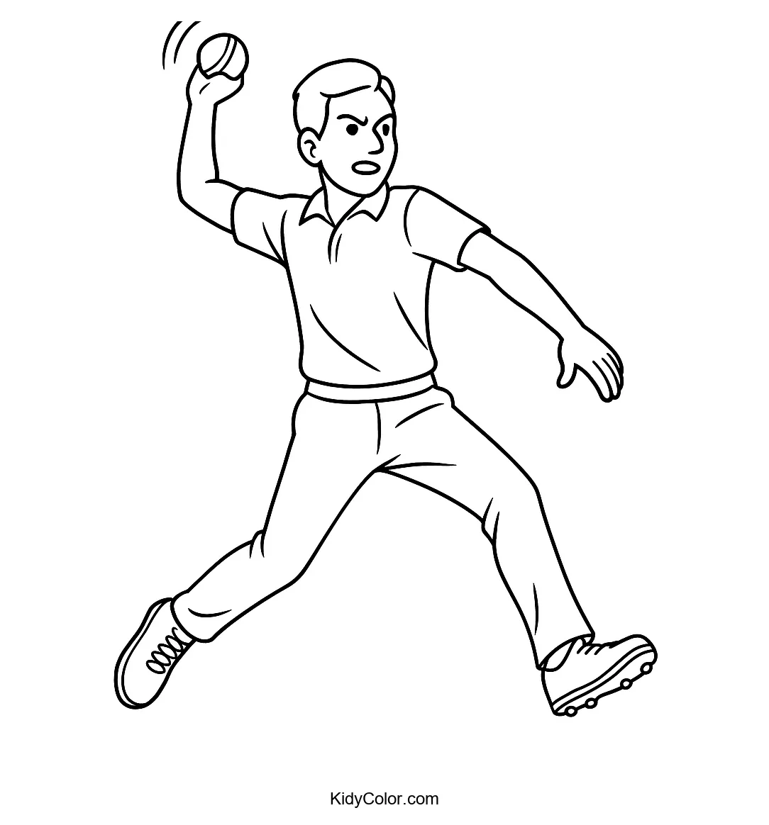 Bowler in action during a bowling game coloring page