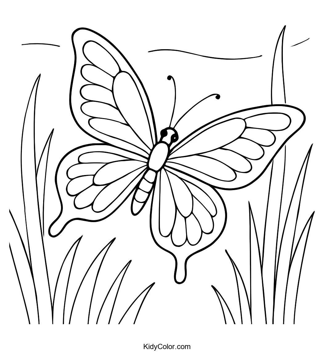 Butterfly flying over grass