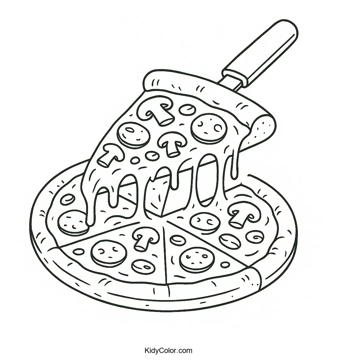 Coloring page of a cheese pizza slice