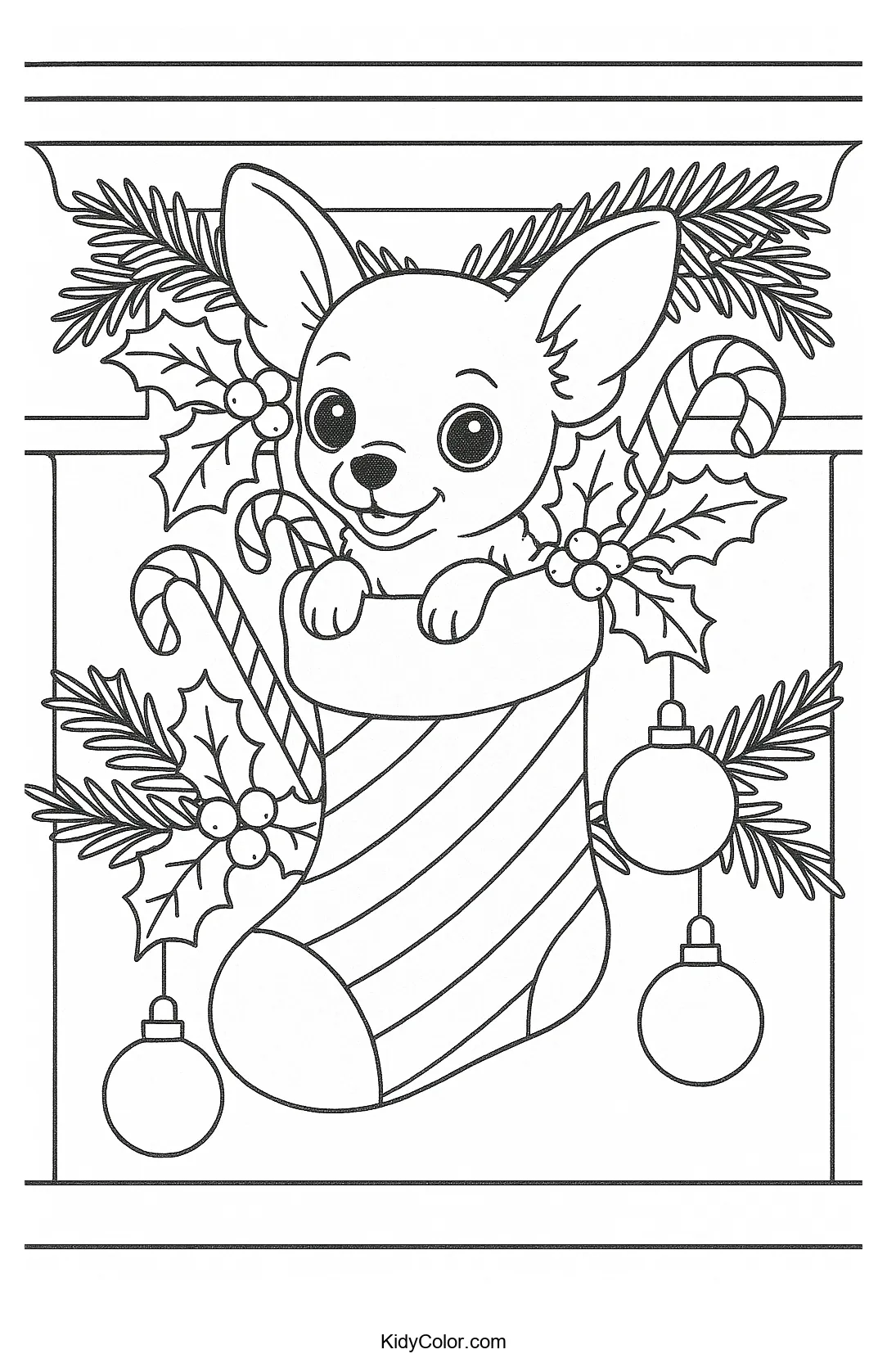 Chihuahua in a Christmas stocking illustration