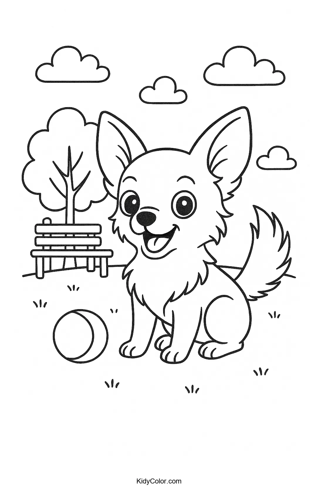 Chihuahua in the park coloring page