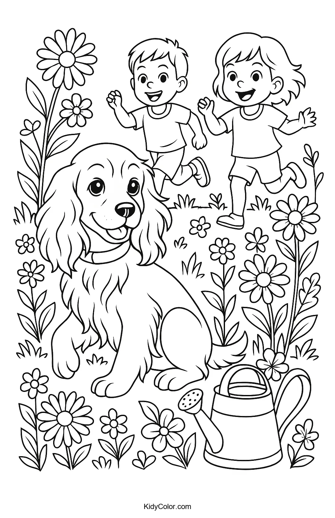 Children playing in a garden