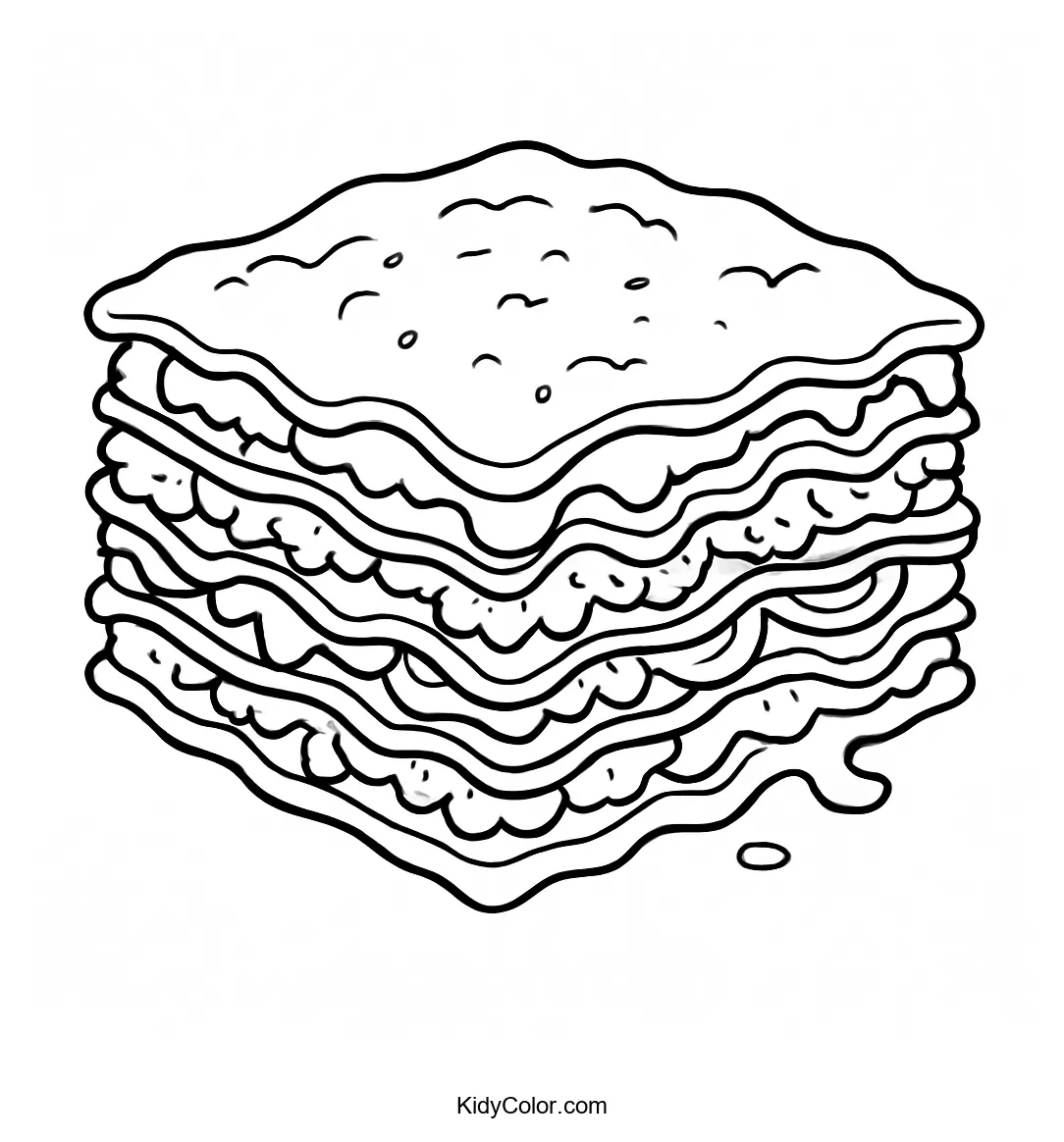 Coloring page of a layered lasagna slice