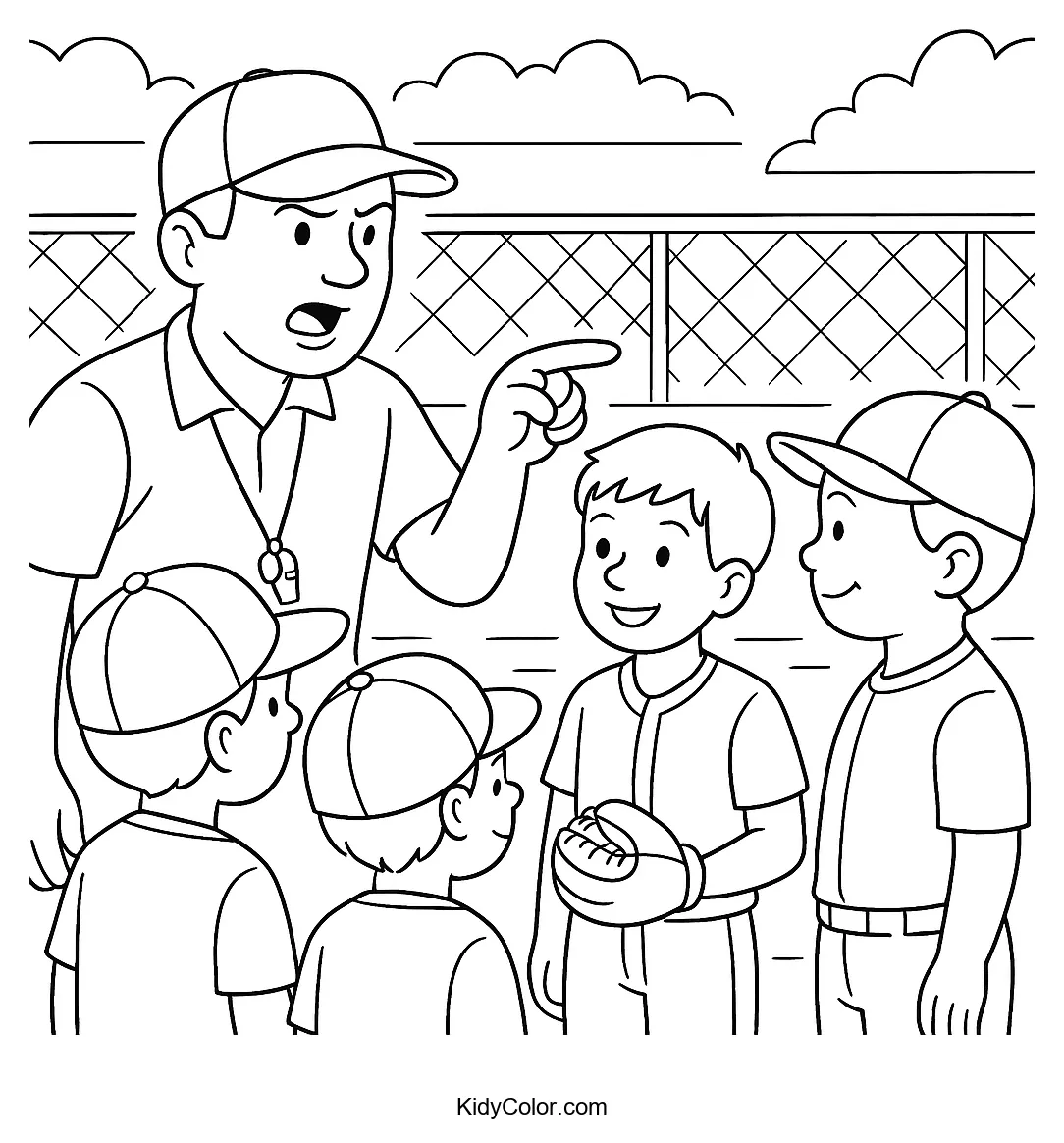 Coach And Players On The Field