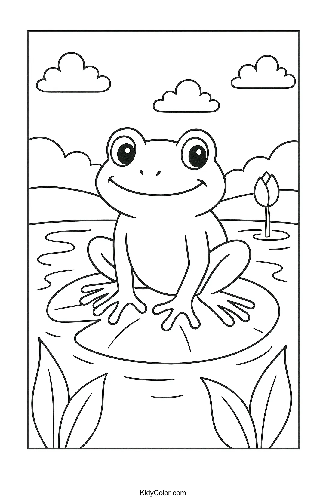 Frog sitting on a lily pad