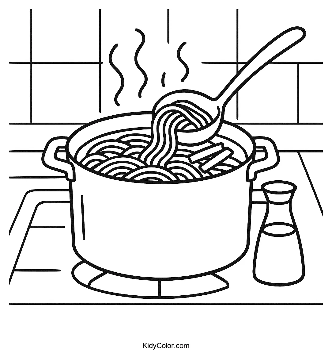 Ramen noodles cooking on a stovetop