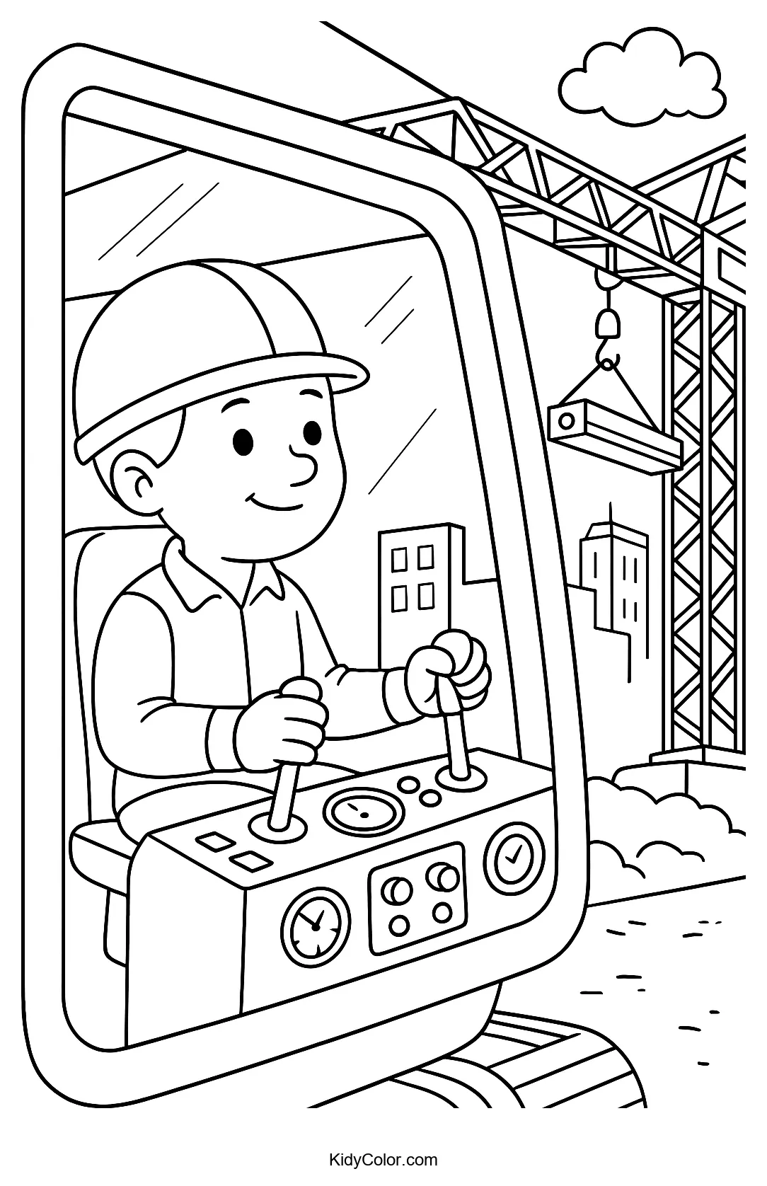 Crane operator using a crane on a construction site