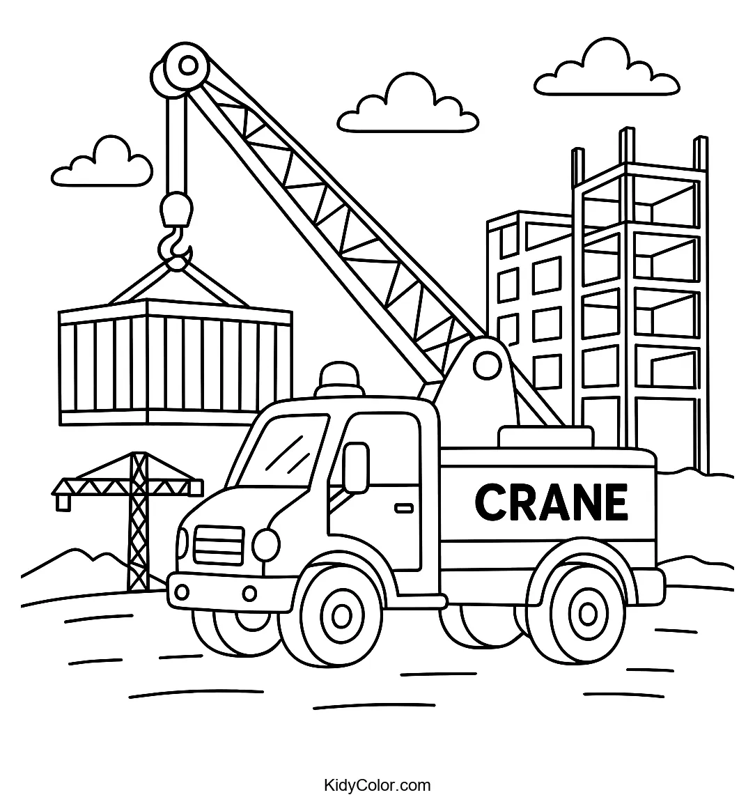 Crane truck at a construction site