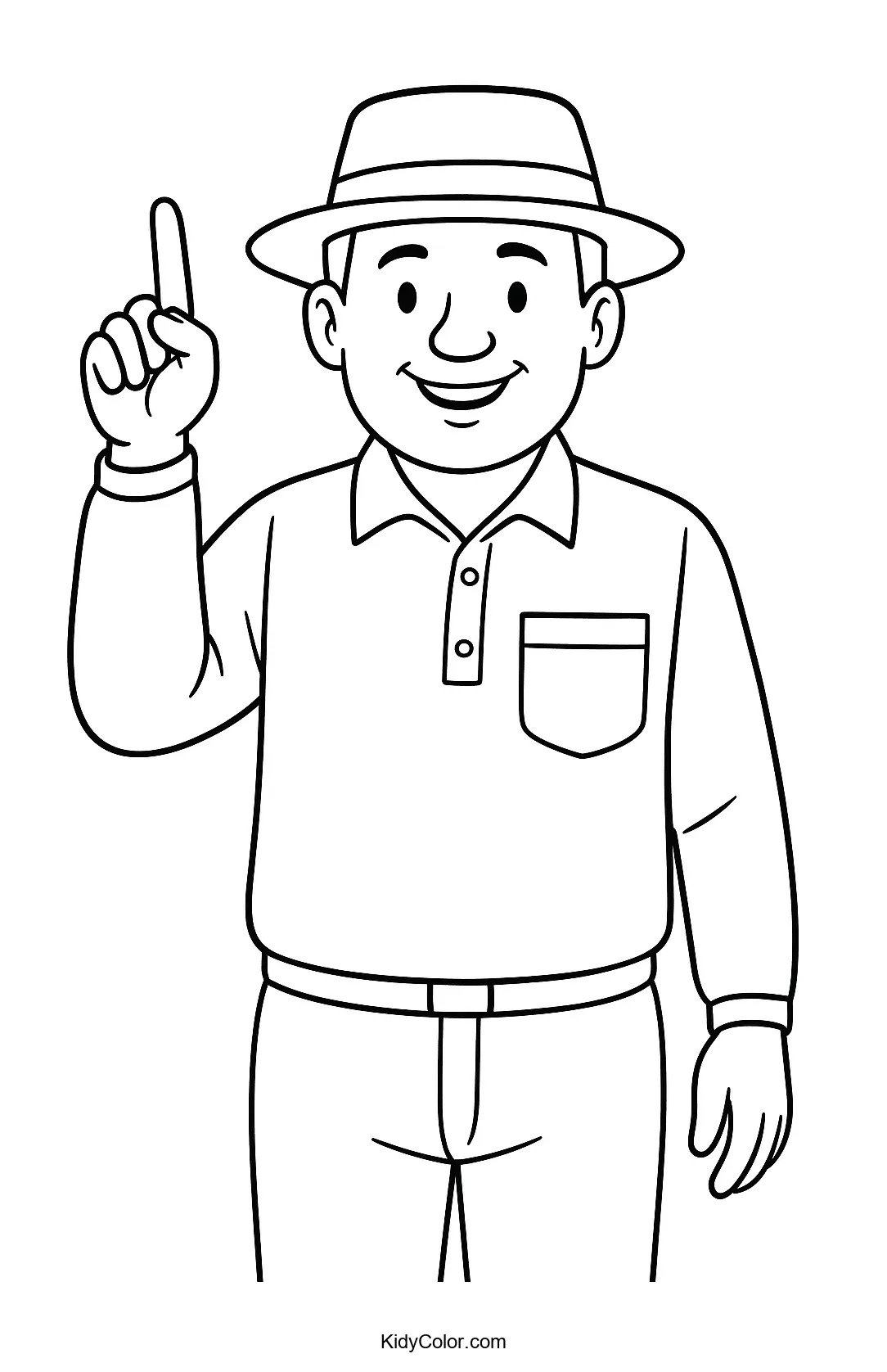 Cricket umpire ready for decision coloring page