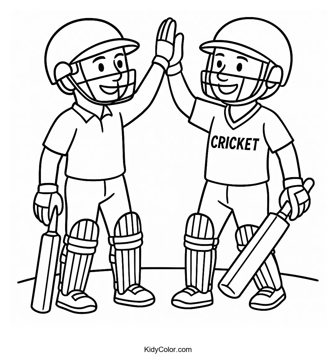 Cricket players celebrating a victory on the field