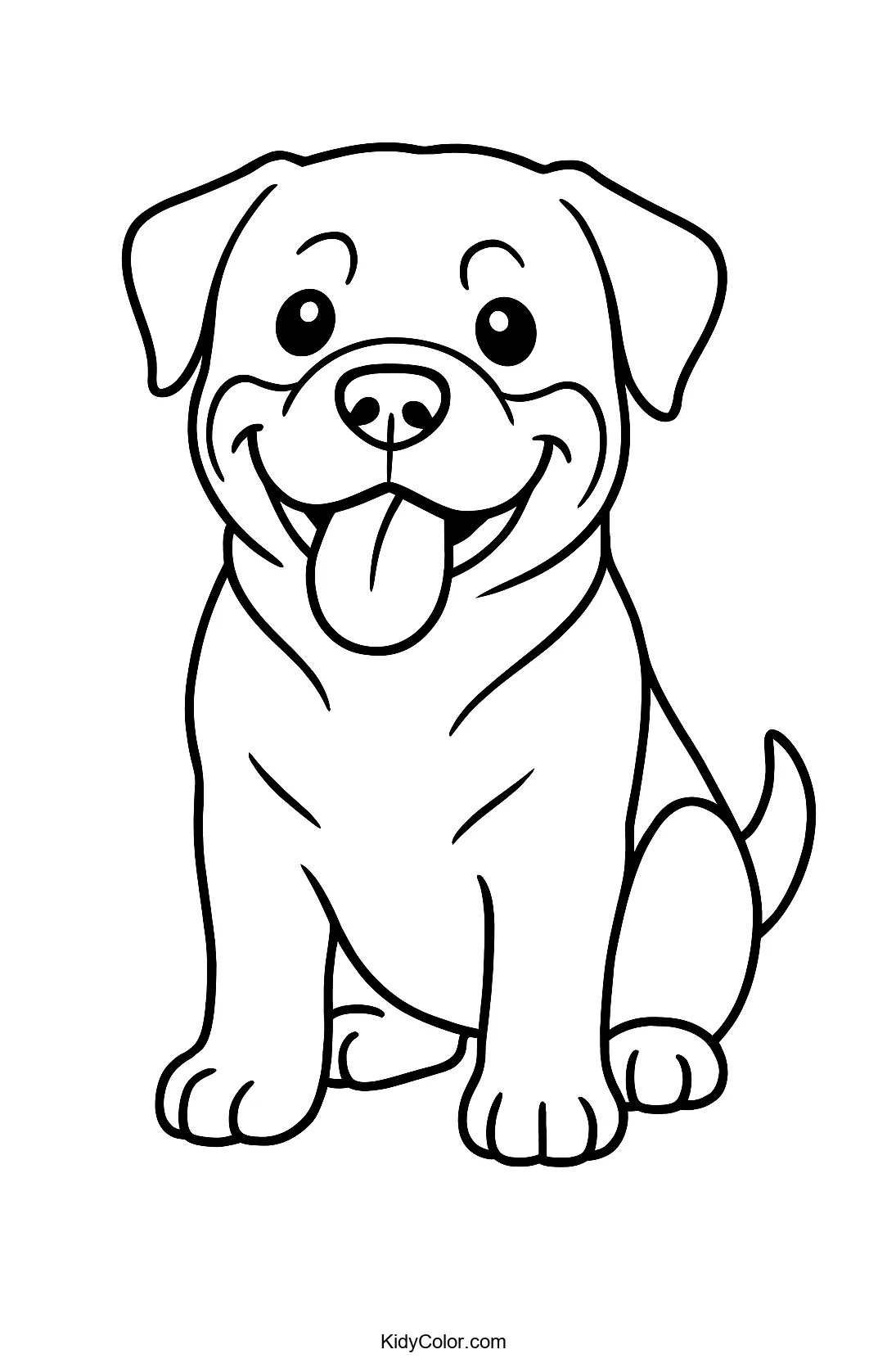 Line art of a cute Rottweiler puppy