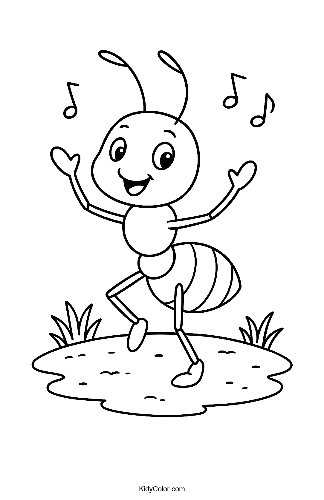 Dancing ant in a grass patch