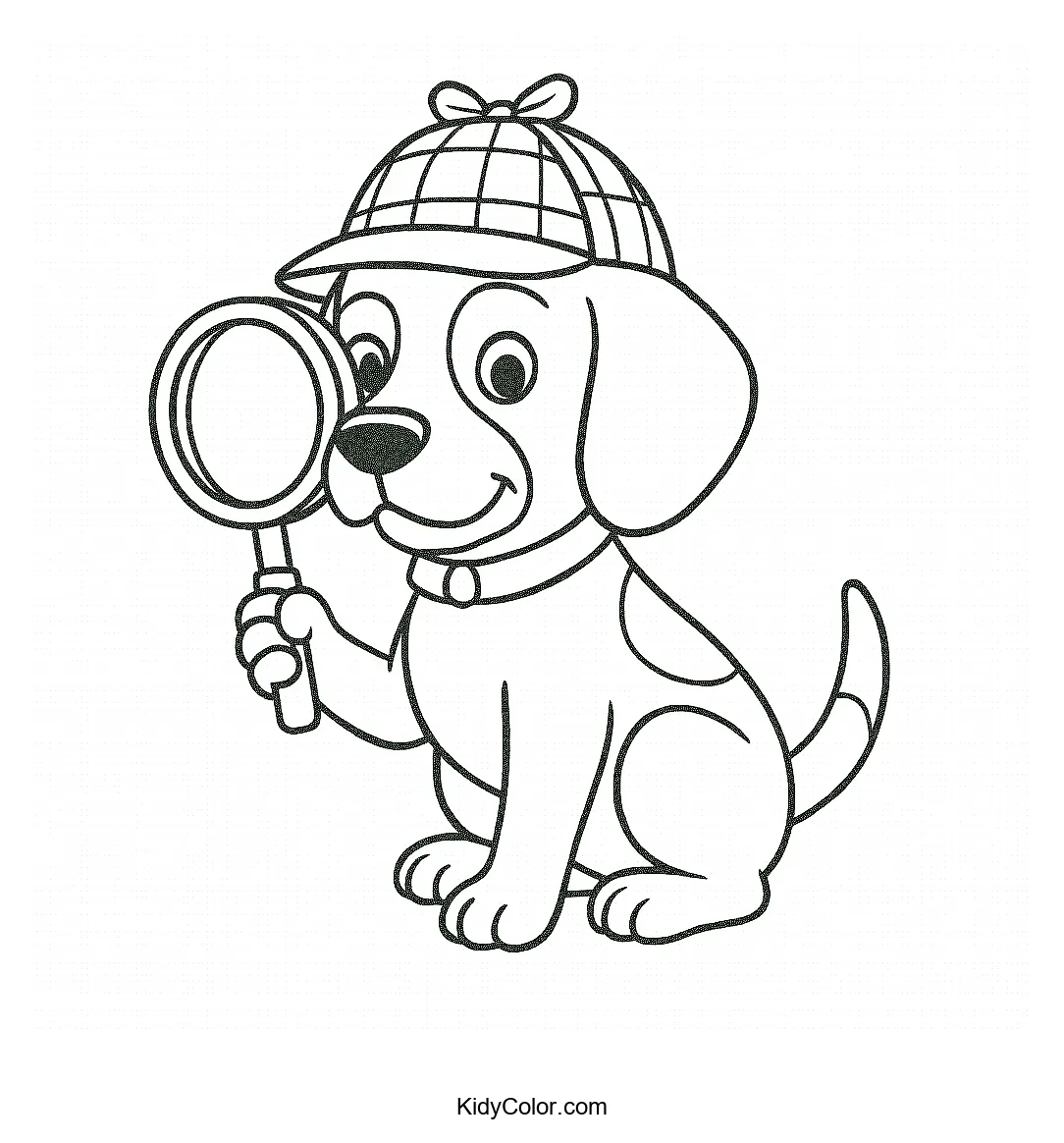 Detective beagle with magnifying glass illustration