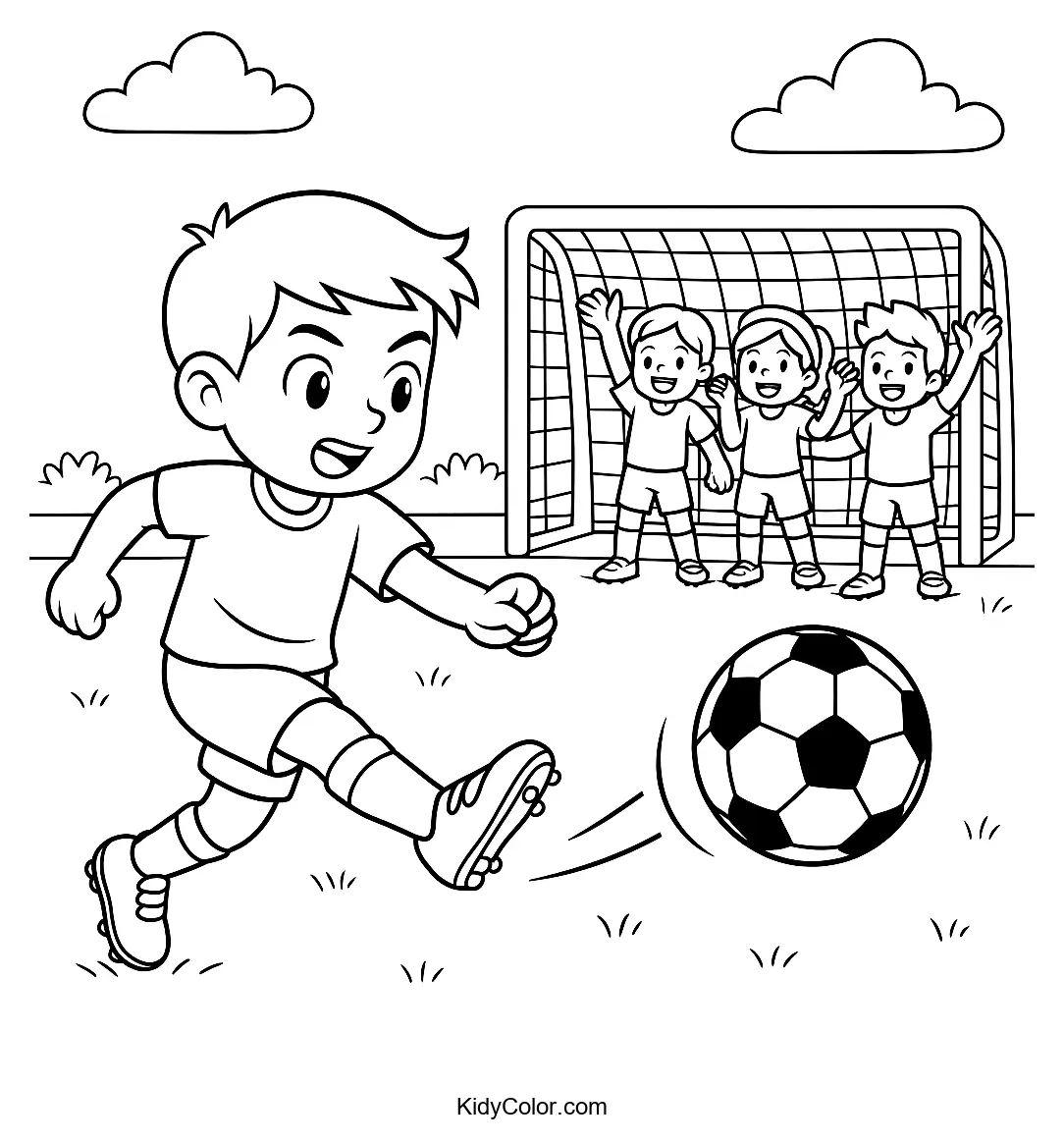 Kids' soccer team in action