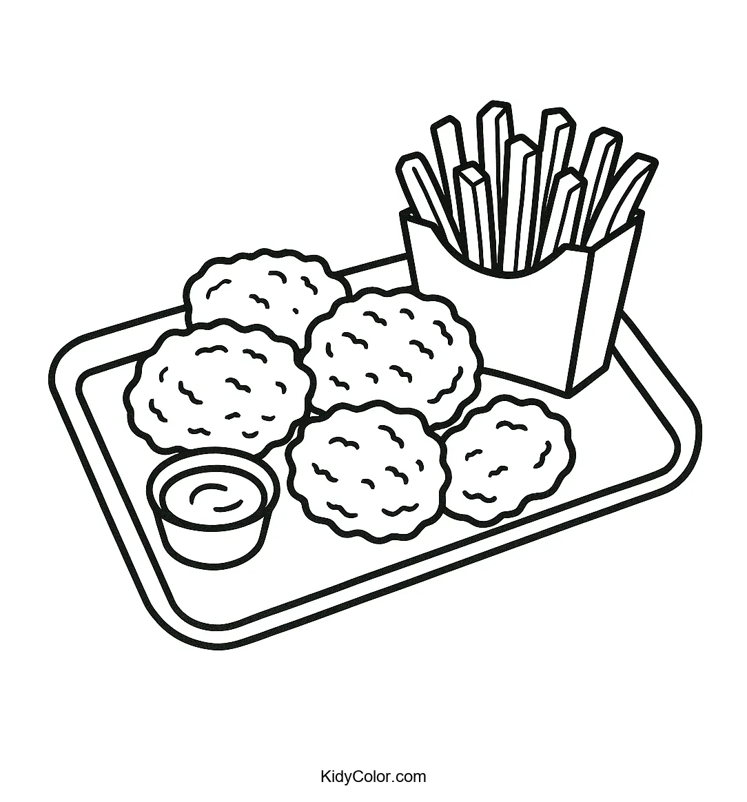 Black and white image of a chicken nugget tray