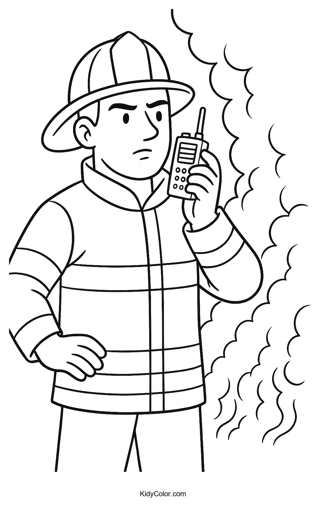 Firefighter in action amidst smoke