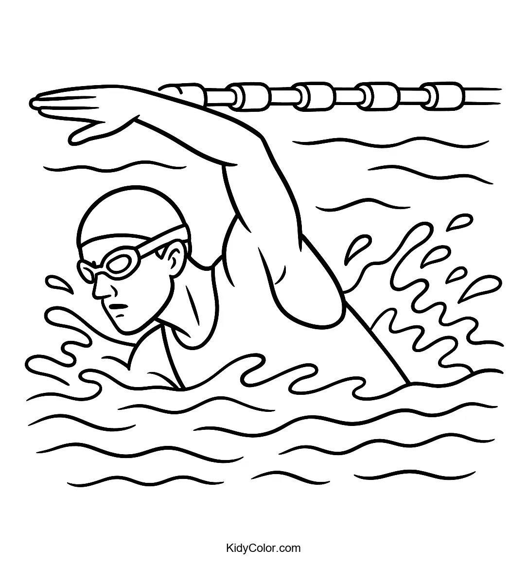 Swimmer focusing in action for coloring