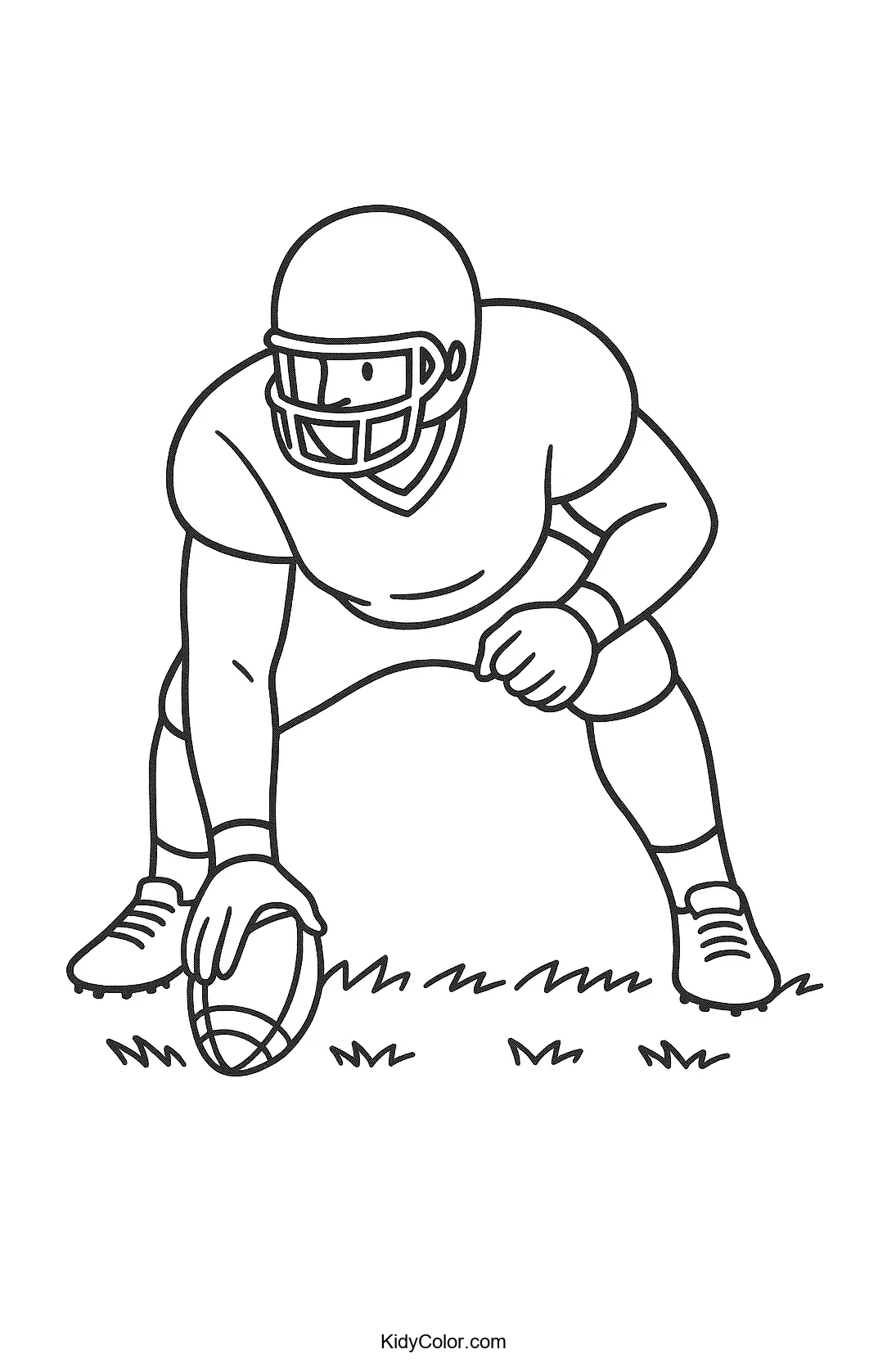 Football lineman preparing for action