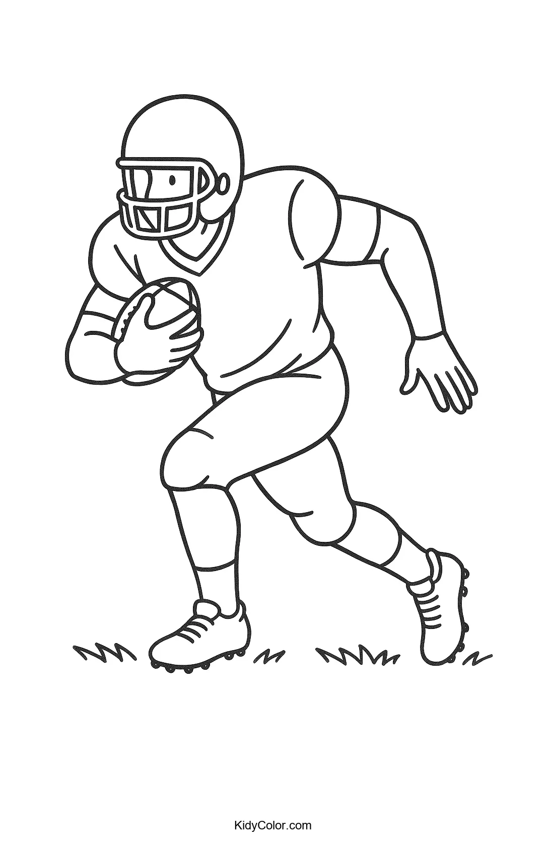 Coloring page of a football player in action