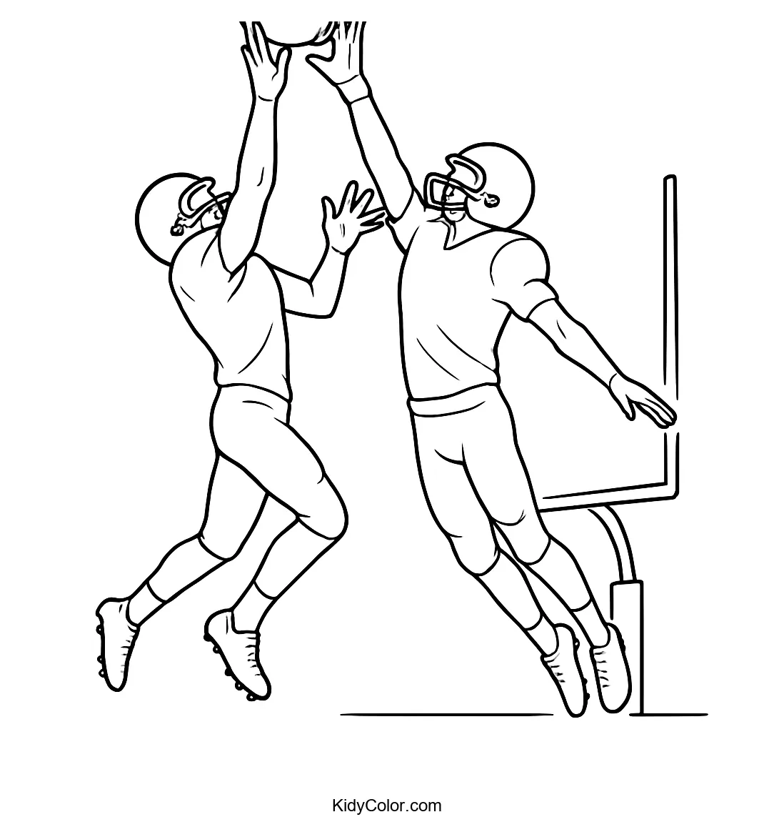 Two football players in a mid-air capture