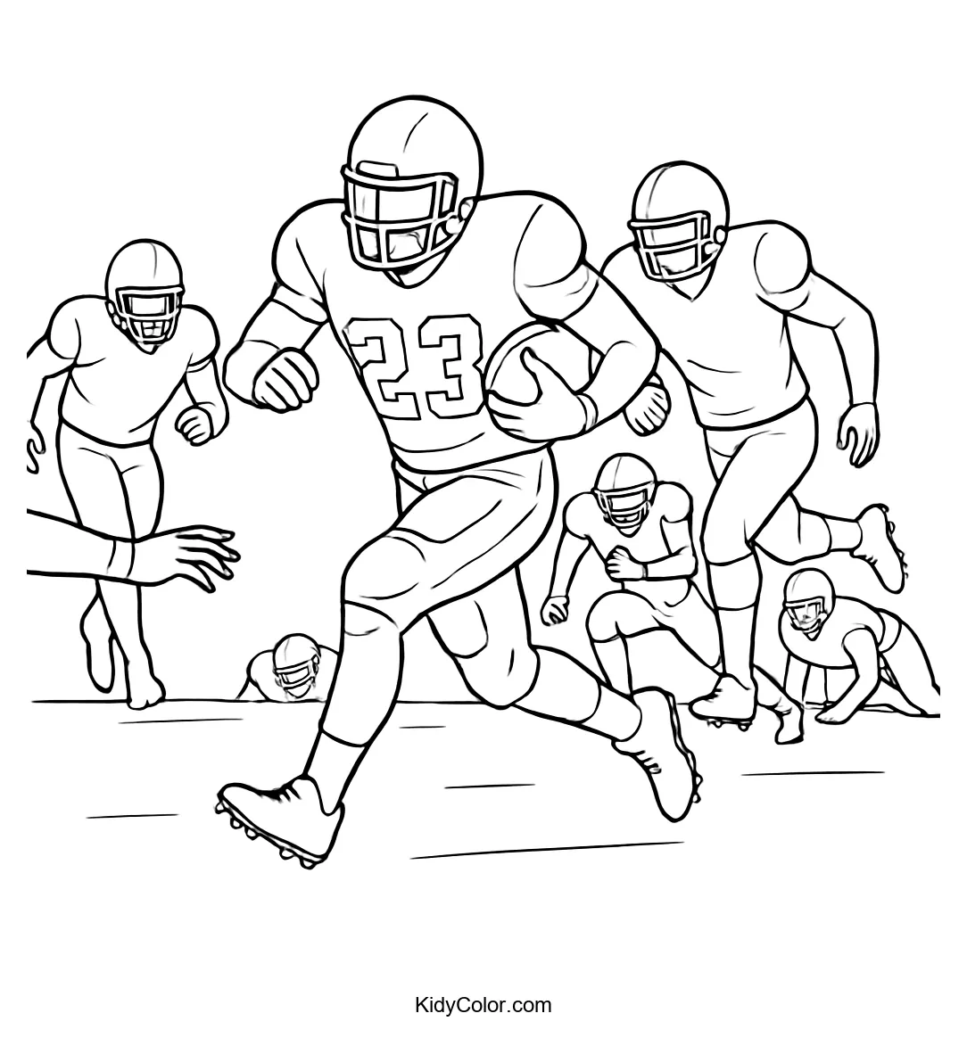 Football players sprinting, rivals in pursuit