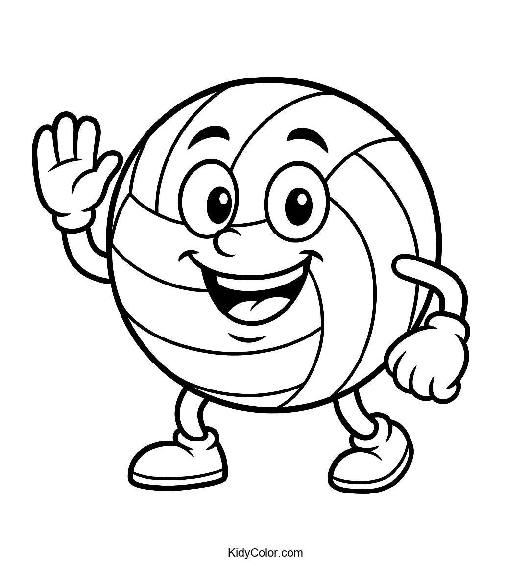 Friendly volleyball character in motion