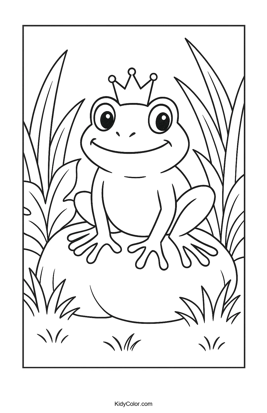 Frog Prince on a rock coloring page