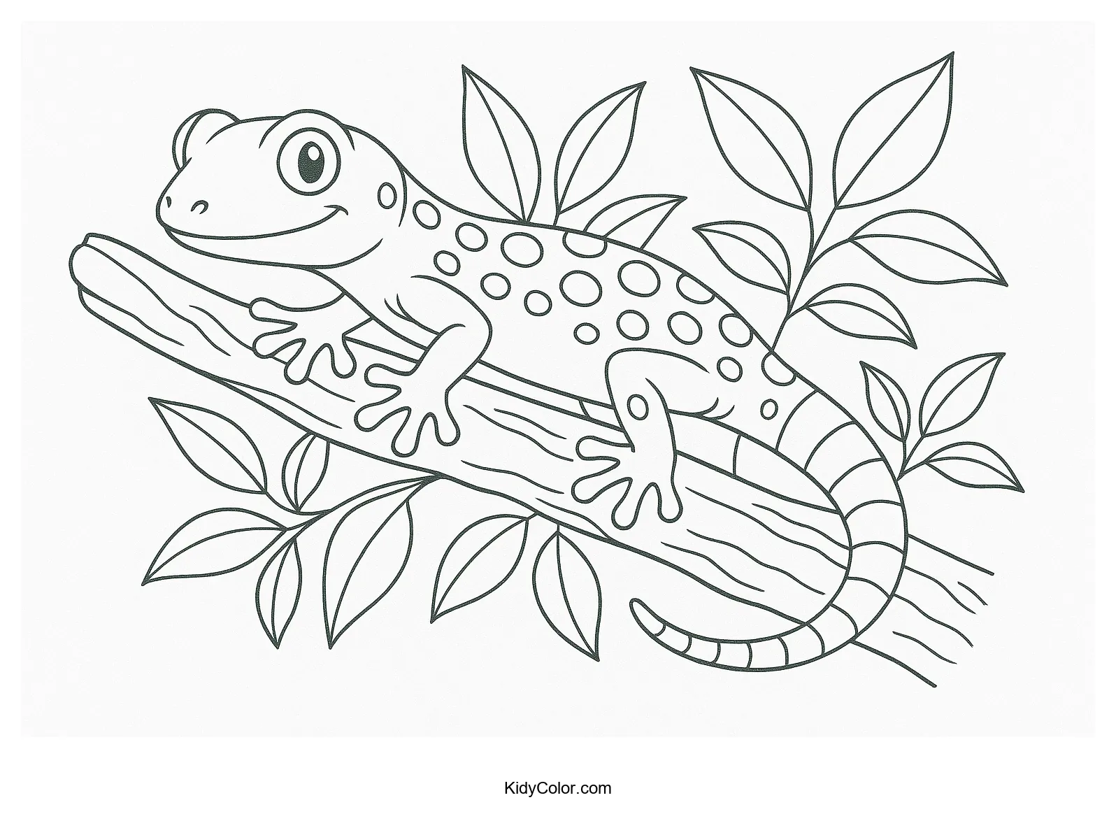 Gecko on a leafy branch