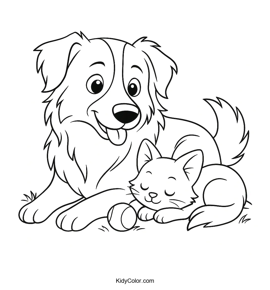 Gentle Companions_ Collie And Kitten