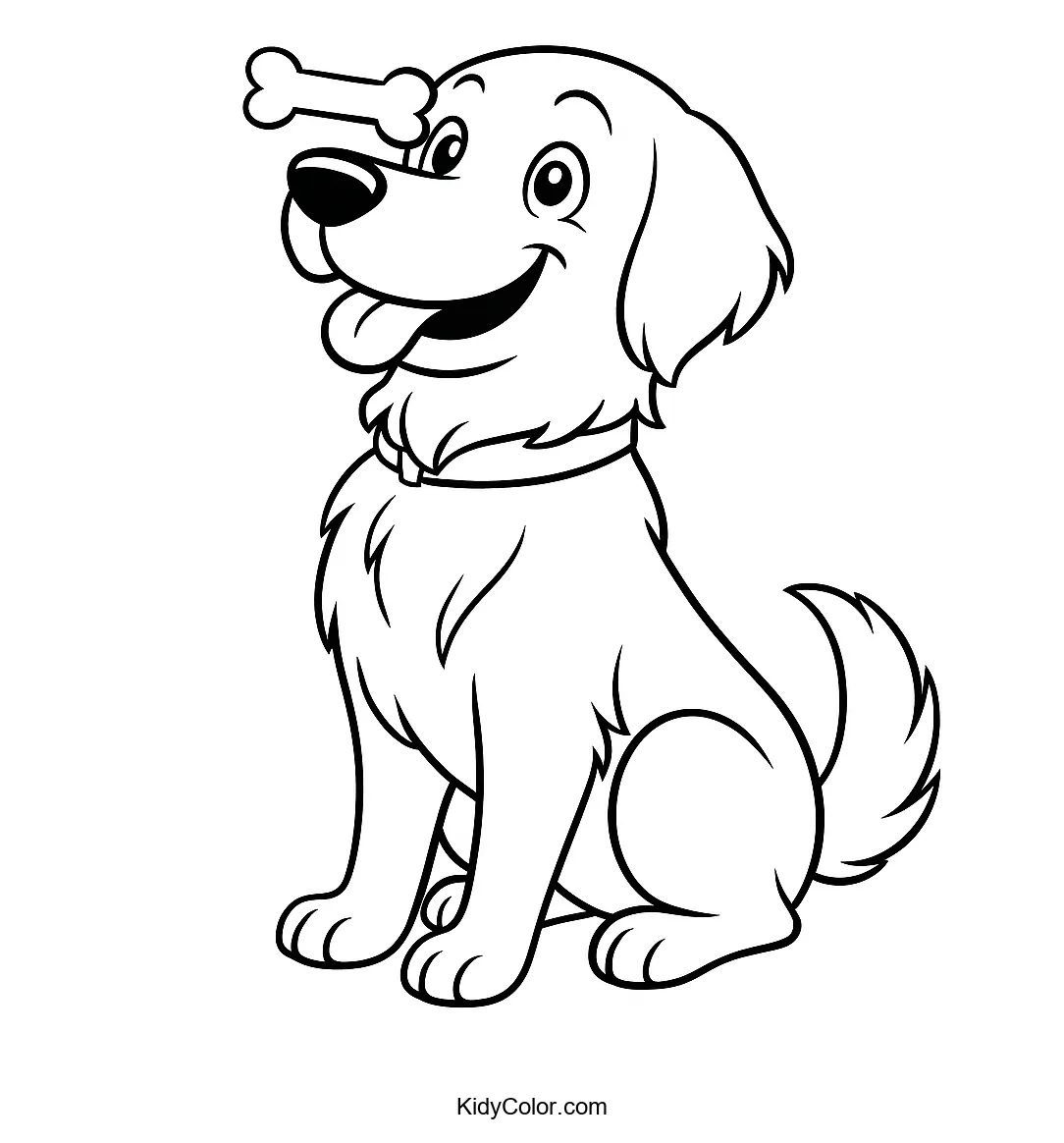 Golden Retriever with bone on nose