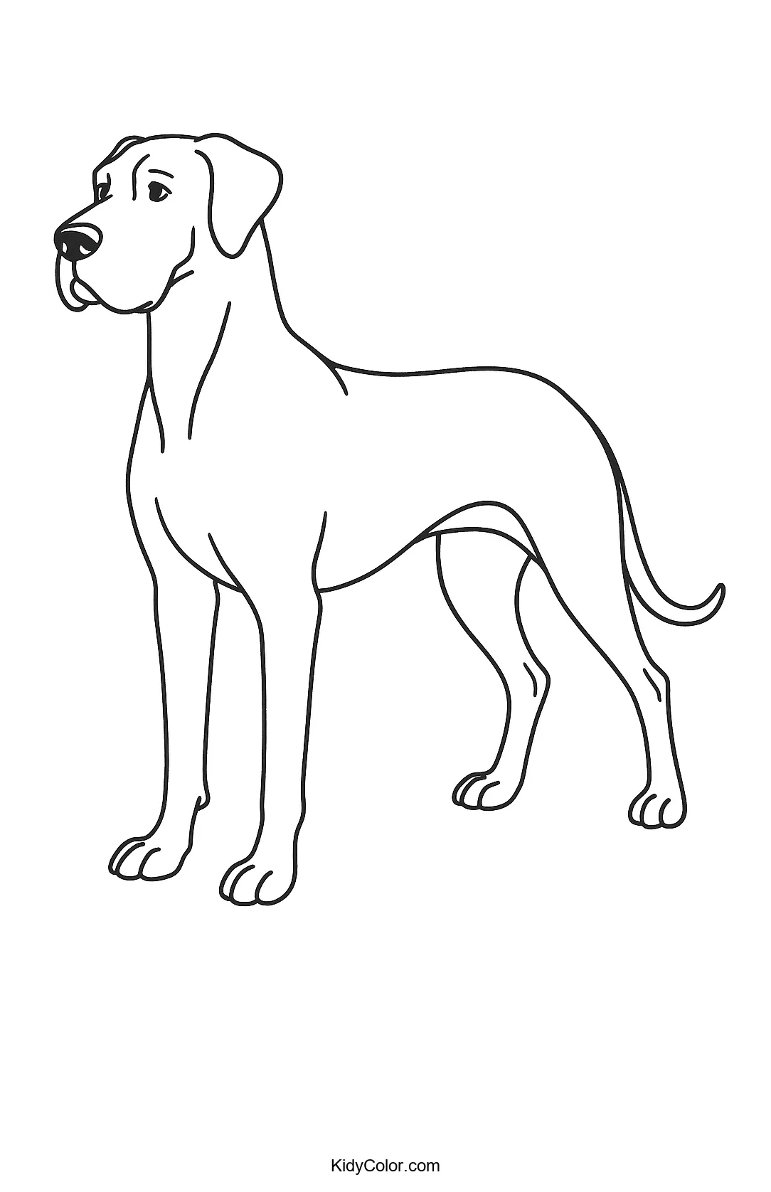 Great Dane line drawing for kids to color