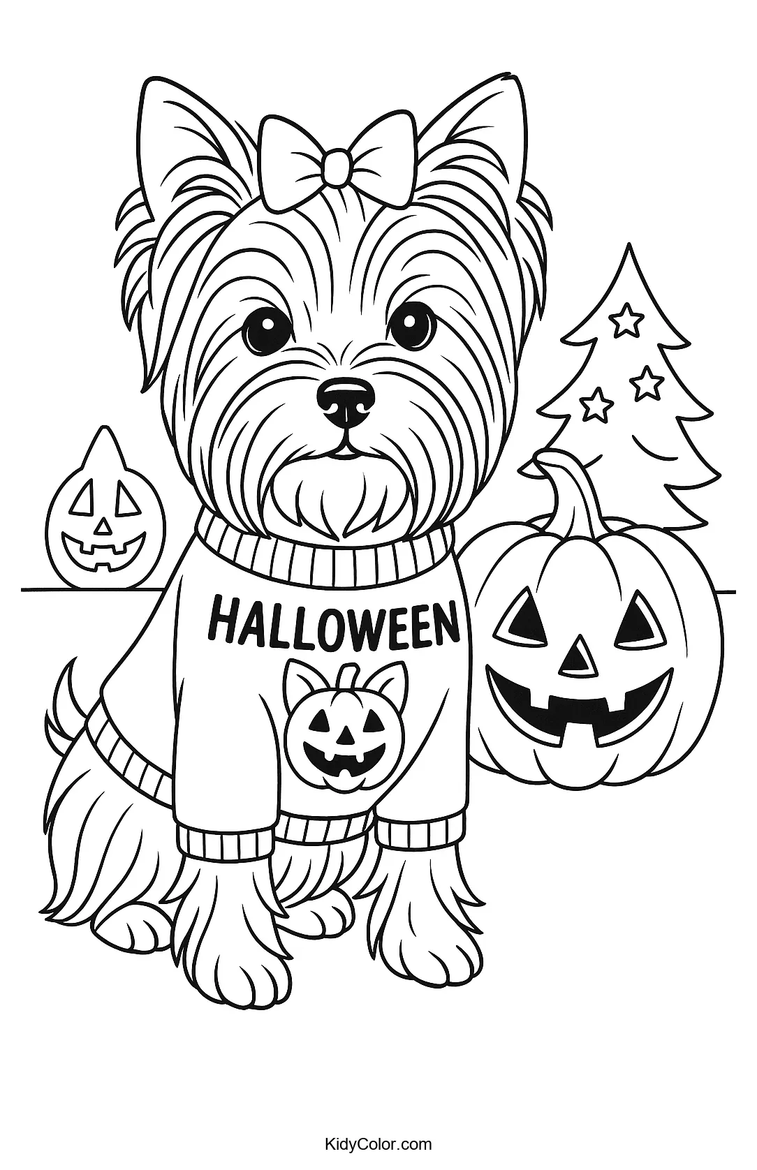 Terrier with Jack-o'-Lantern coloring page