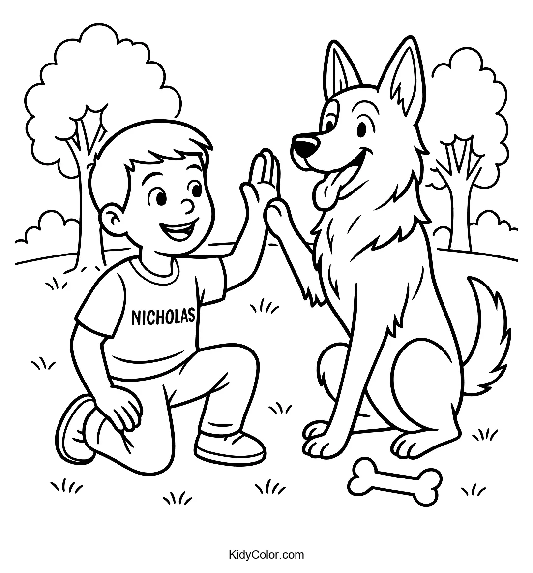 Kids high-fiving in a park