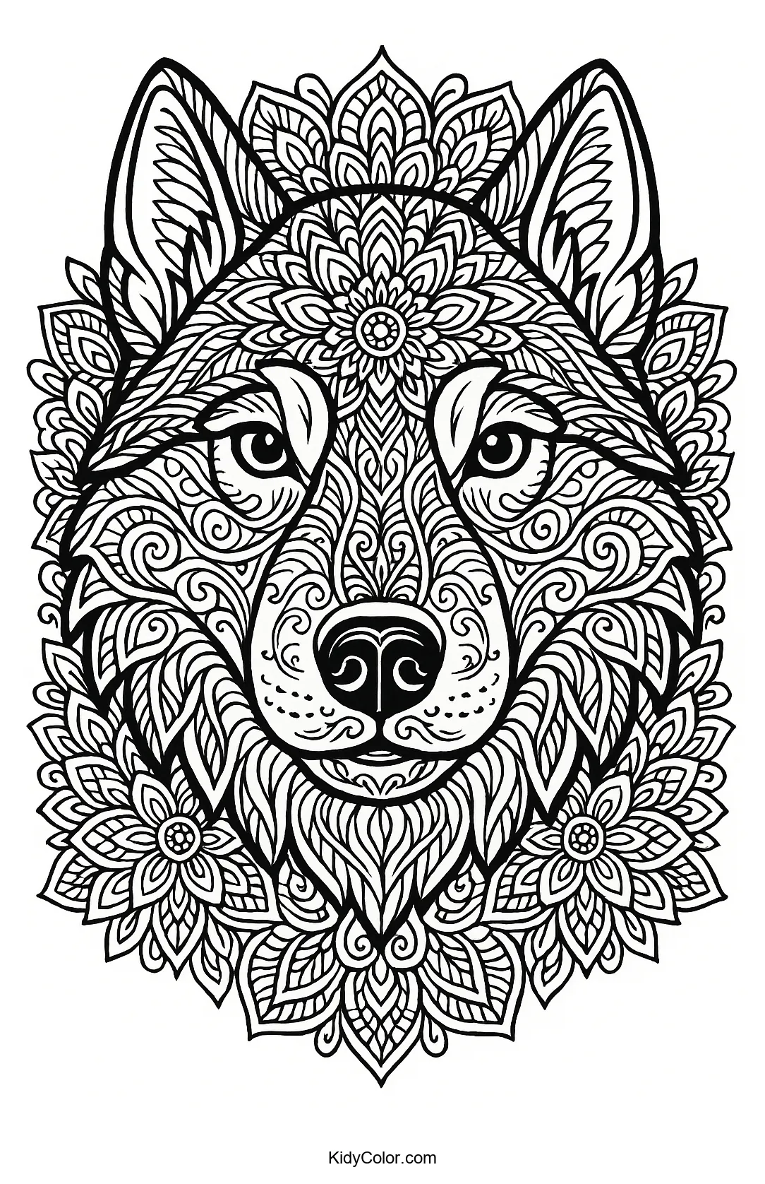 Husky with mandala patterns