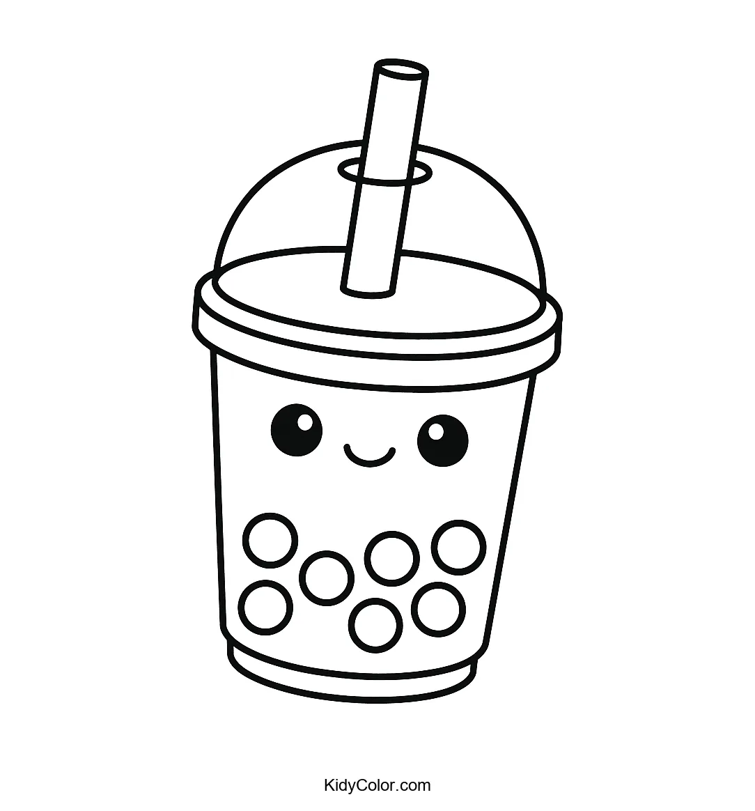 Kawaii Bubble Tea Cup smiling illustration