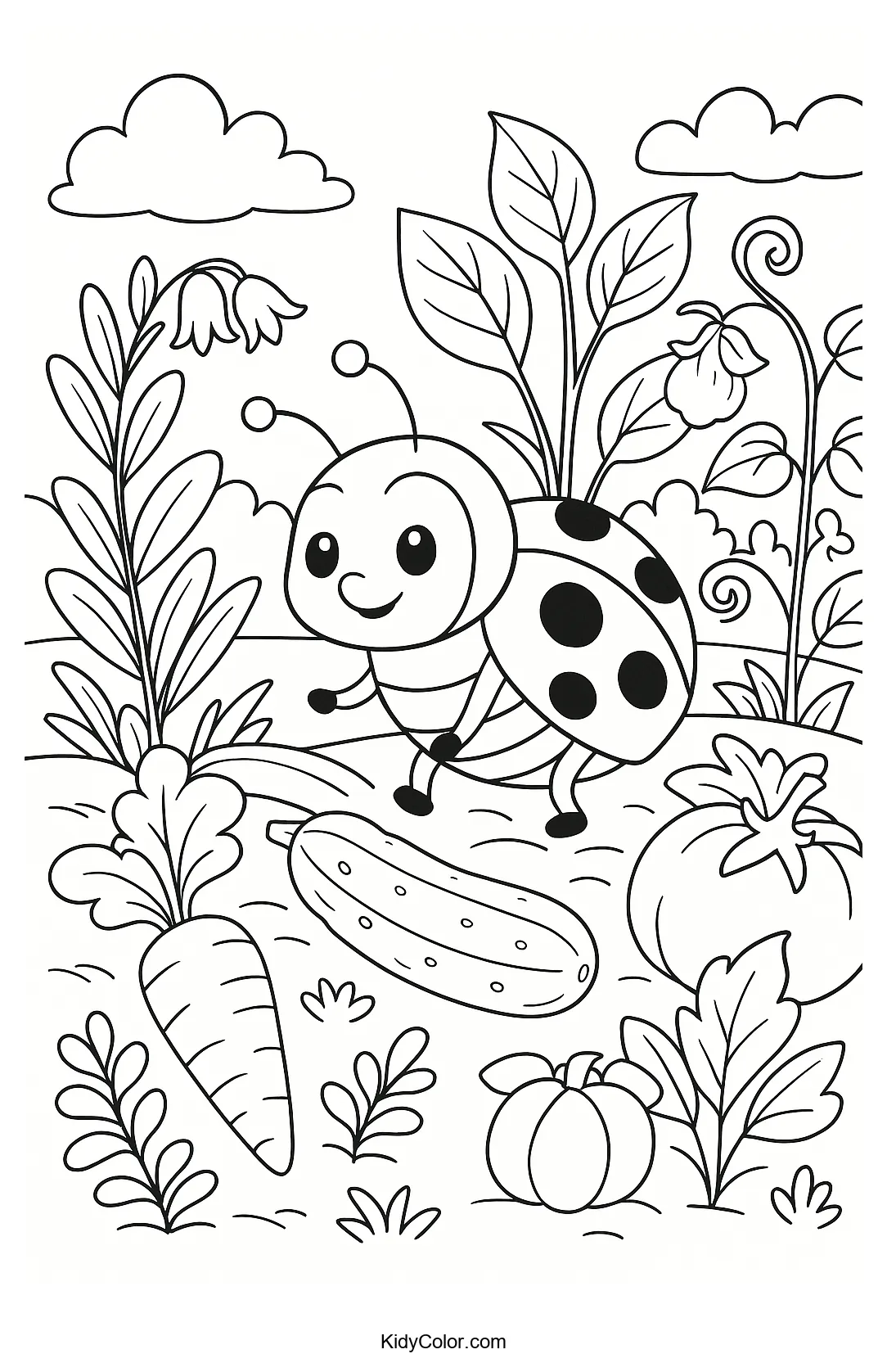 Ladybug in a vegetable garden