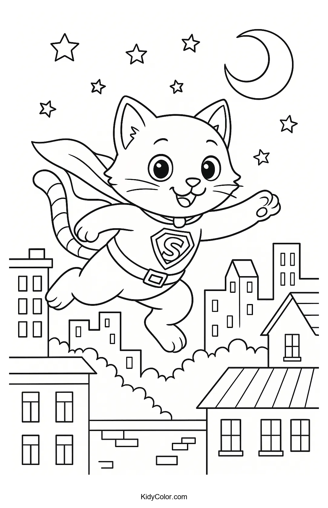 Supercat leaping under the moon