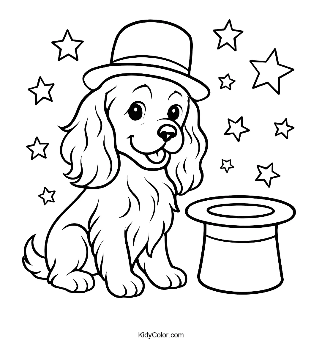 Magician puppy with stars