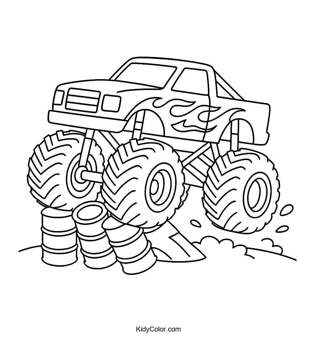 Monster truck crushing barrels